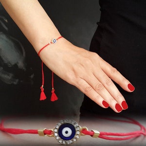 Evil Eye Nazar Bracelet, Simple Red String Bracelet, Adjustable Protection Bracelet, Kabbalah Bracelet, Good Luck Red String, Gift for Her