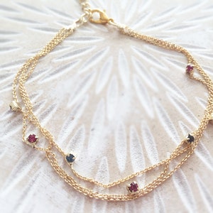 Triple Chain Charm Dangling Anklet, Dainty and Minimalist Ankle Bracelet, Shiny Beach Anklet, Summer Gold Plated Anklet, Gift for Her