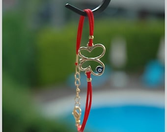 Vlinder Vriendschap Armband, Evil Eye Nazar Armband, Verstelbare Zwart - Rode String Armband, Good Luck Sieraden, Cadeau voor Haar