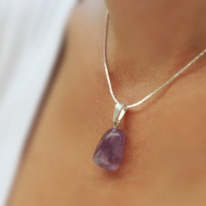 Dainty Amethyst Necklace, Amethyst Pendant, Purple Amethyst Jewelry, February Birthstone, Gemstone Necklace, Crystal Pendant, Yoga Jewelry