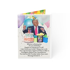 Set grappige politieke verjaardagskaarten, humoristische kaarten voor vrienden, unieke verjaardagscadeaus, feestuitnodigingen, feest met humor