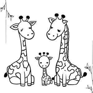 9-Page Giraffe Coloring Book for Kids | Adorable Giraffe Illustrations | Printable Coloring Pages | Fun Activity for Children