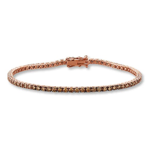 14k Rose Gold Over Chocolate Diamond Bracelet Women's Etsy