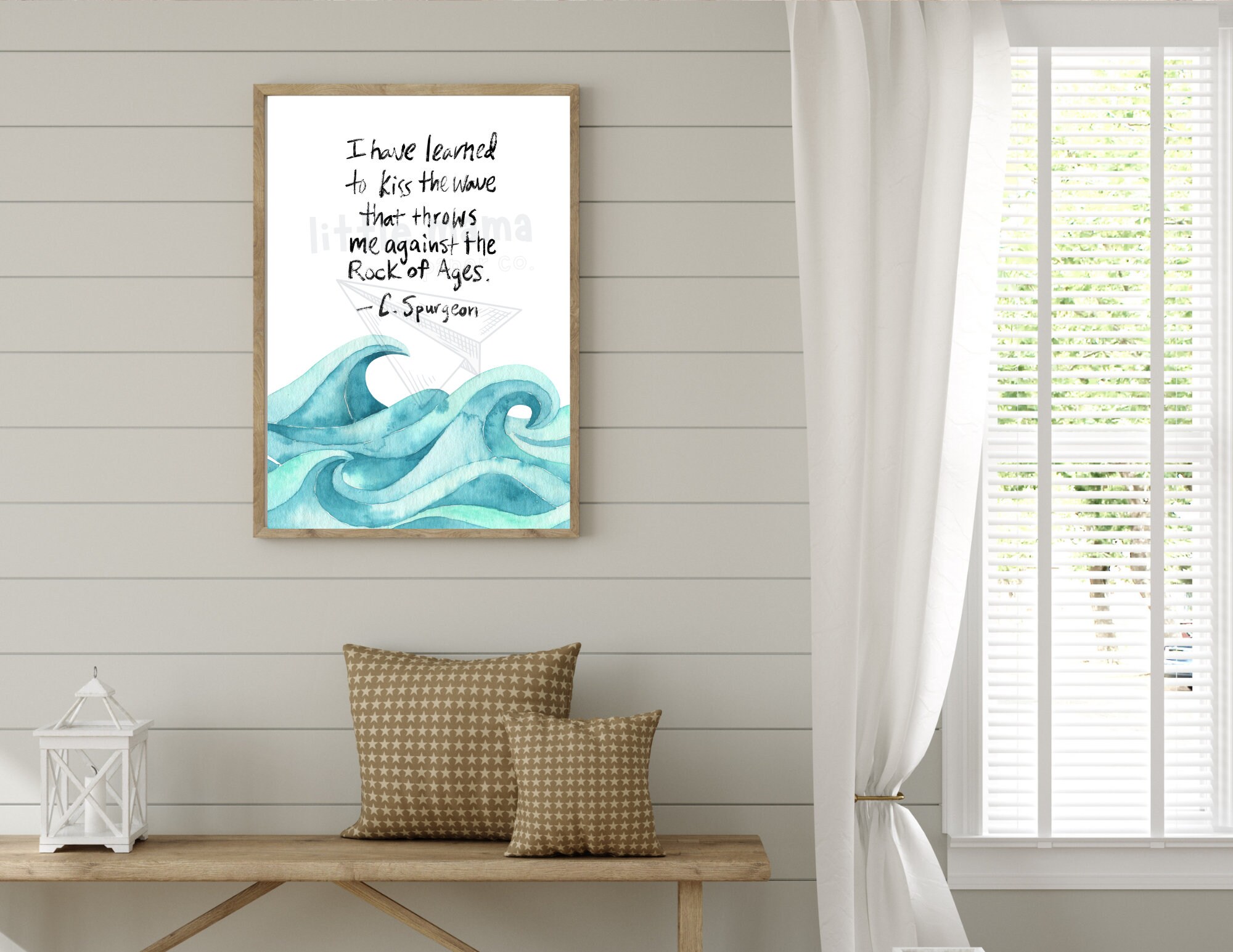 Instant Download / Kiss the Wave Print / C. Spurgeon Quote / Rock of