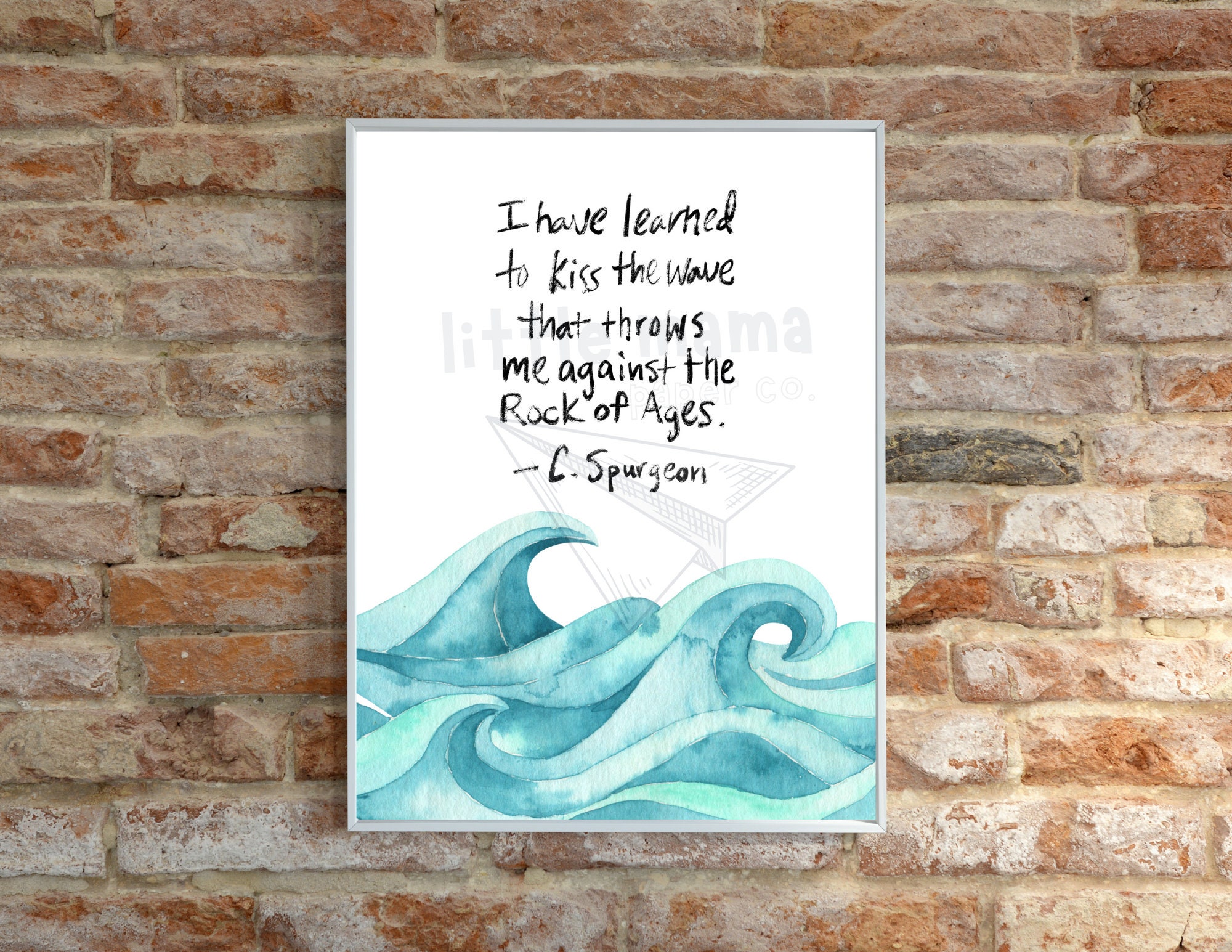 Instant Download / Kiss the Wave Print / C. Spurgeon Quote / Rock of