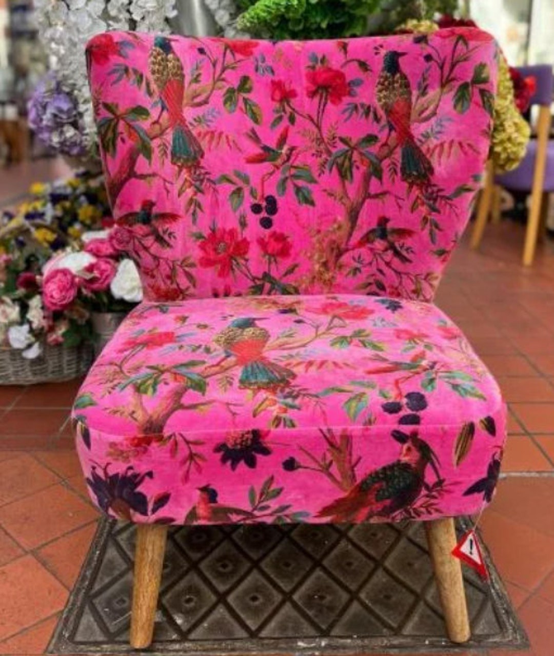 Classic Nouveau Style Pink Cotton Velvet Occasional Chair Etsy UK