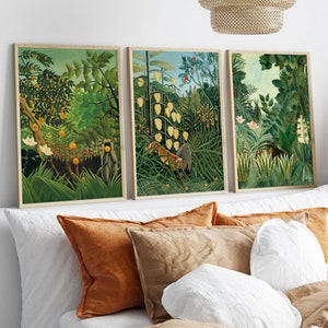 Rousseau Set of 3, Exhibition Posters, Botanical Print, Jungle Poster, Tropical Leaf Poster, Henri Rousseau Print, Modern Gallery Set