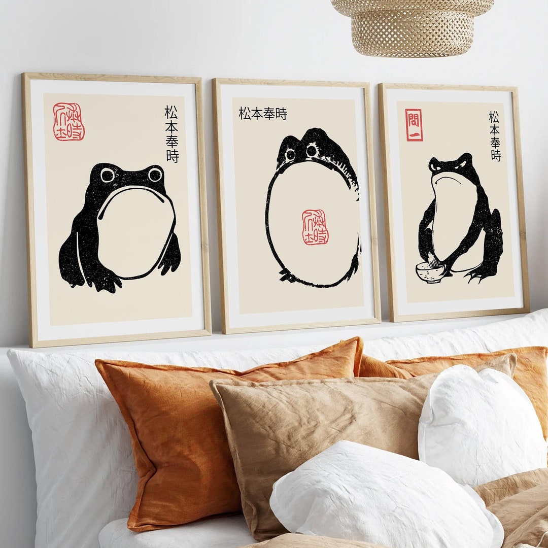 Vintage Set of 3 Japanese Frog Wall Art Matsumoto Hoji Print - Etsy
