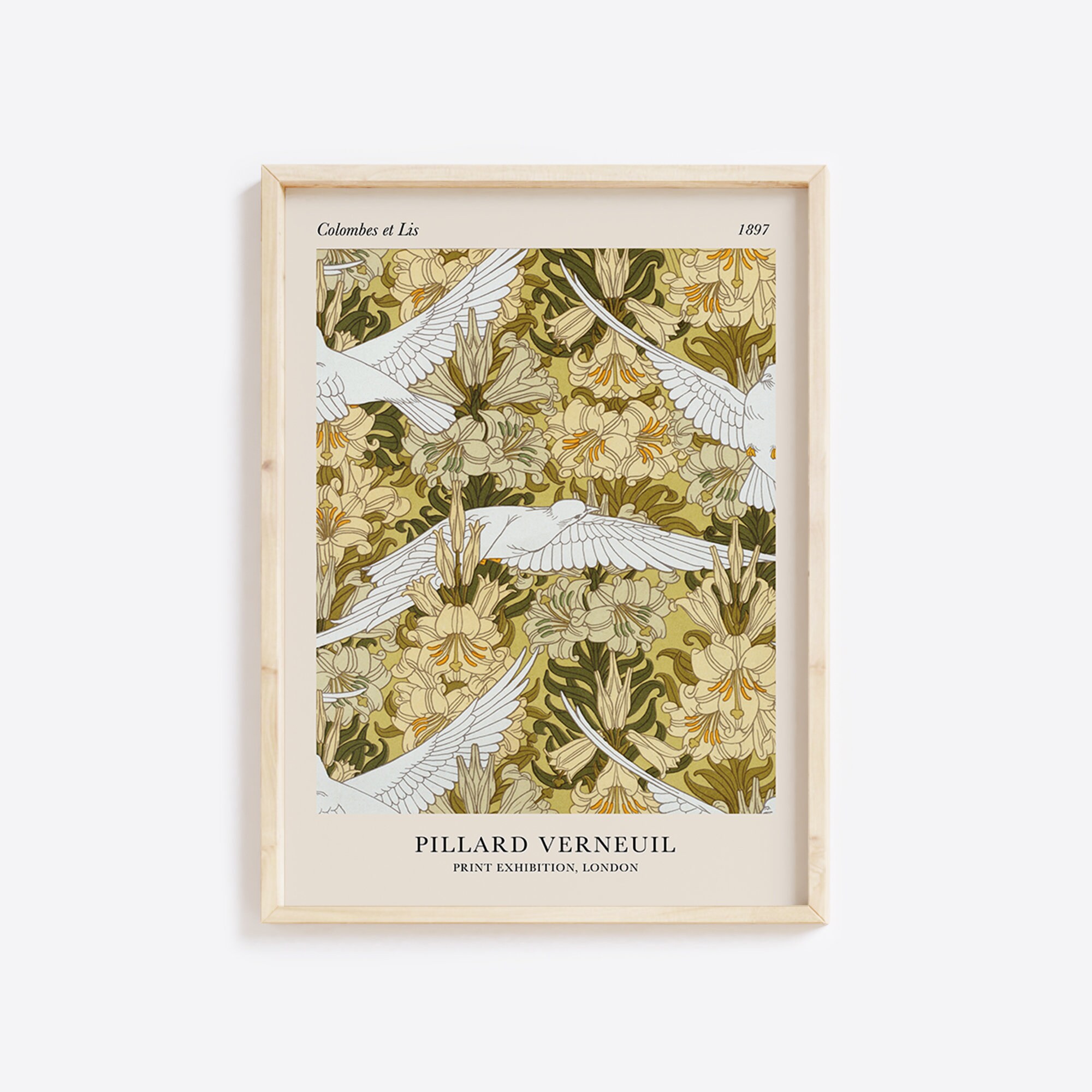 Doves and Lillies Pillard Verneuil Digital Printable - Etsy