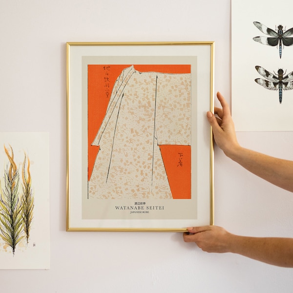 Japanese Robe Print, Vintage Japan Art, Japanese Room Decor, Minimalist Print, Watanabe Seitei Prints, Wall Art Printable, Retro Home Decor