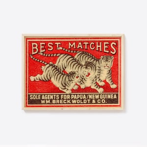 Vintage Tiger Matches Print, Matchbox Poster, Digital Download, Japanese Home Decor, Retro Home Decor, Printable Prints