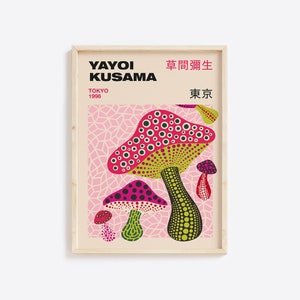 Yayoi Kusama Poster, Mushroom Collection, Museum Exhibition Poster, Yayoi Kusama Wall Art, Japan Art