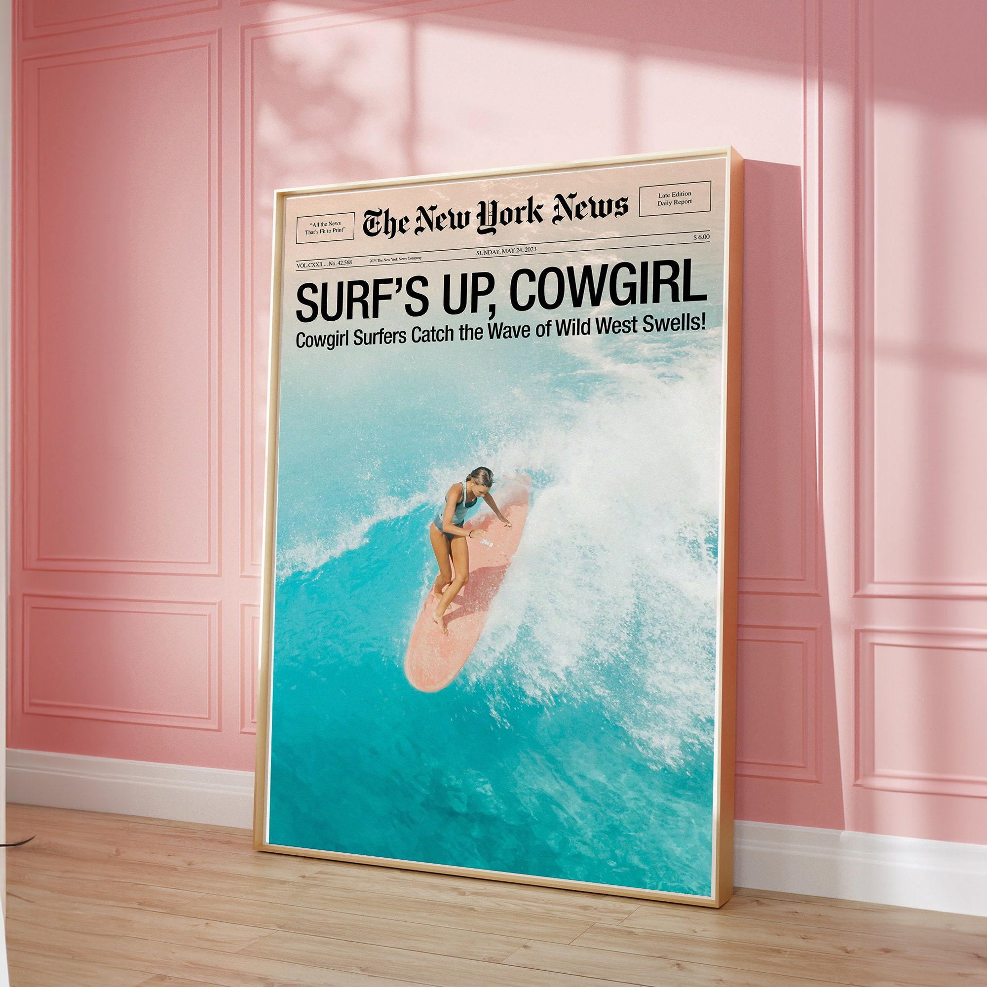 Trendy Newspapers Print, Coastal Cowgirl Decor, Cowgirl Aesthetic, Wild