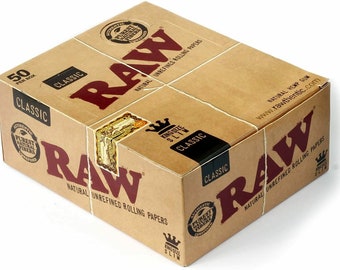 12 or 25 x RAW Classic Natural Unrefined Rizla Rolling Papers Slim 110mm King Size NEW