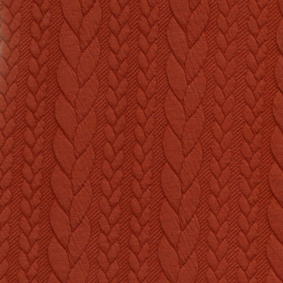 Cable Knit Jersey Persimmon Orange H5009 Dressmaking Fabric Sold by the ...