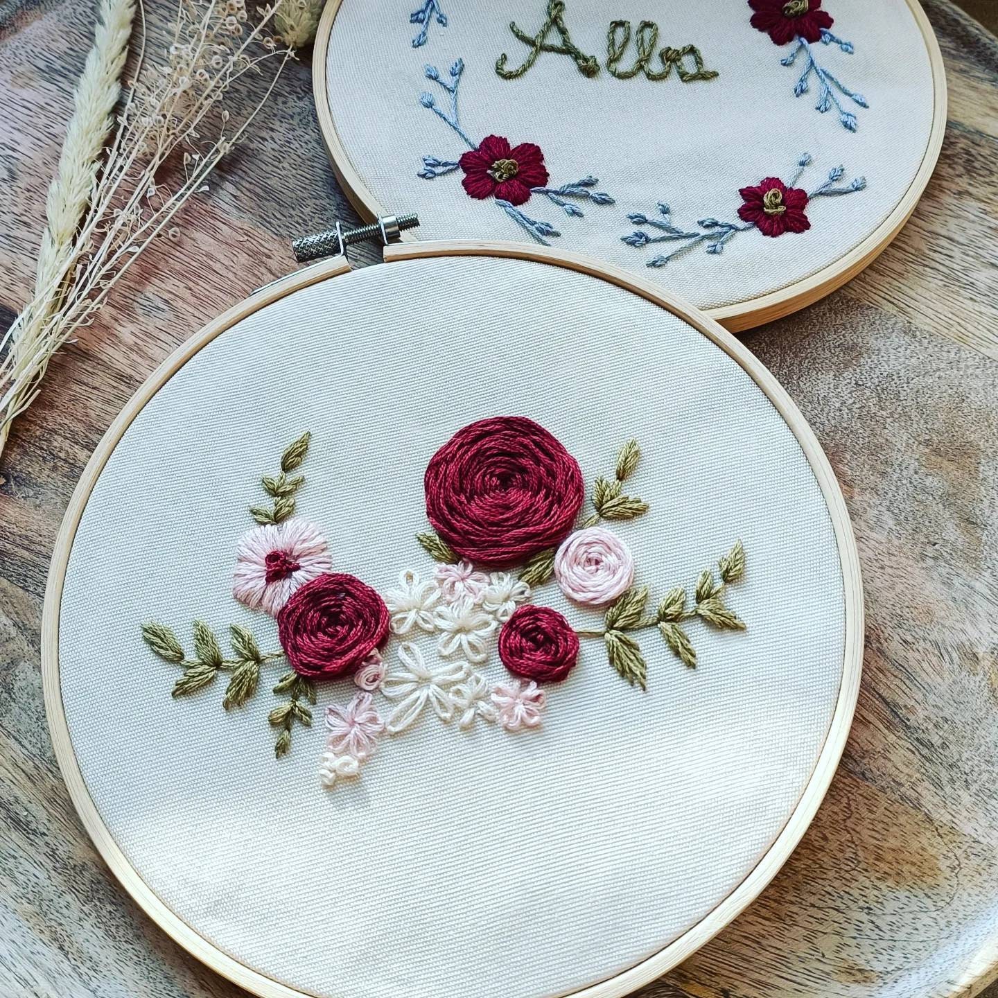 Tambour en Bois Brodé A La Main