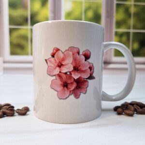 Cute Mug, Peach Blossom, Ceramic Mug, Gifts Under 20, White Ceramic Mug, Gift Mug, 11oz Mug, 15oz Mug, Delaware Mug, Floral Mug