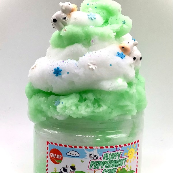 Peppermint Fluff Cow Cloud Cream Slime, Gifts for Kids, Fresh Scent, fun slimes for kids, perfect gifts for kids!