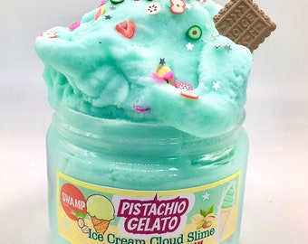 Gelato Cloud Cream Slime à la crème glacée à la pistache - Slime de crème glacée à la pistache, parfumée. Boues de colle Elmers