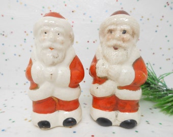 Vintage Antique Christmas Santa Salt Pepper Shaker Set Japan Ceramic Farmhouse Putz Mid Century, AtomicShackToo