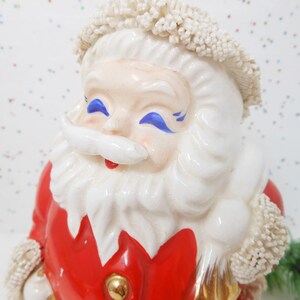 Vintage SANTA Saver Bank JAPAN Spaghetti Ceramic Christmas Classic 1950s *as is* Bell Mid Century, AtomicShackToo