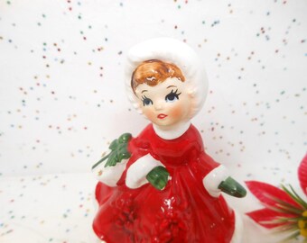 Vintage LEFTON Shopper Christmas Red Japan Ceramic Mid Century Kitschmas *As Is*, AtomicShackToo