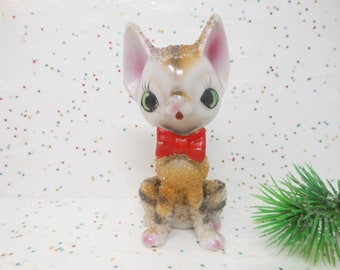 Vintage Big Eye Tiger Cat Anthropomorphic Kitsch Sugar Porcelain Ceramic Clutter Core Japan Figural Mid Century, AtomicShackToo