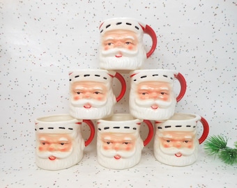Vintage LOT 6 Santa Mug JAPAN Christmas Ceramic Kitschmas Kitsch Planter Candy Holder Mid Century, AtomicShackToo