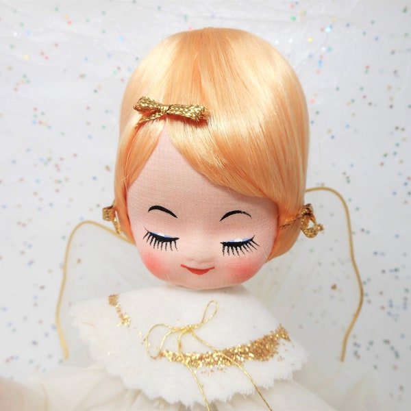 Vintage Angel Music Box Tulle Stockinette Christmas Spinning Blonde Girl Doll Japan Mid Century Silent Night  Gift, AtomicShackToo