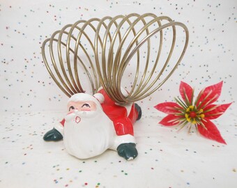 Vintage Santa Christmas Card Mail Holder JAPAN Ceramic Mid Century Kitschmas *As Is*, AtomicShackToo