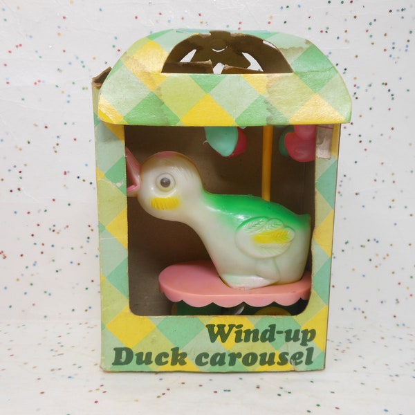 Vintage EASTER UNLIMITED Mechanical Wind Up  Duck Plastic Celluloid Hong Kong Toy Anthropomorphic Mid Century Kitsch *As Is*, AtomicShackToo