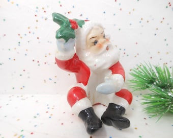 Vintage Santa Christmas Candle Holder Replacement Japan Ceramic Candleholder Mid Century, AtomicShackToo