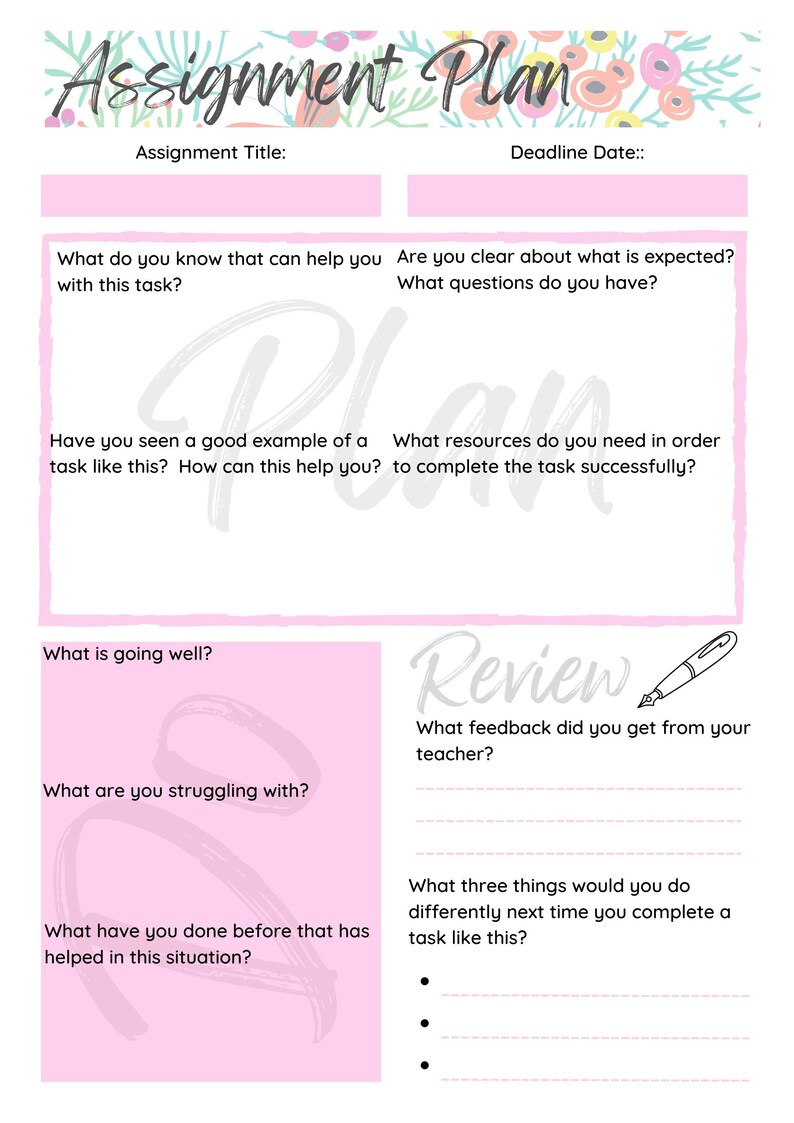 Assignment Plan | Educational Printable | Effectively Plan and Complete ...
