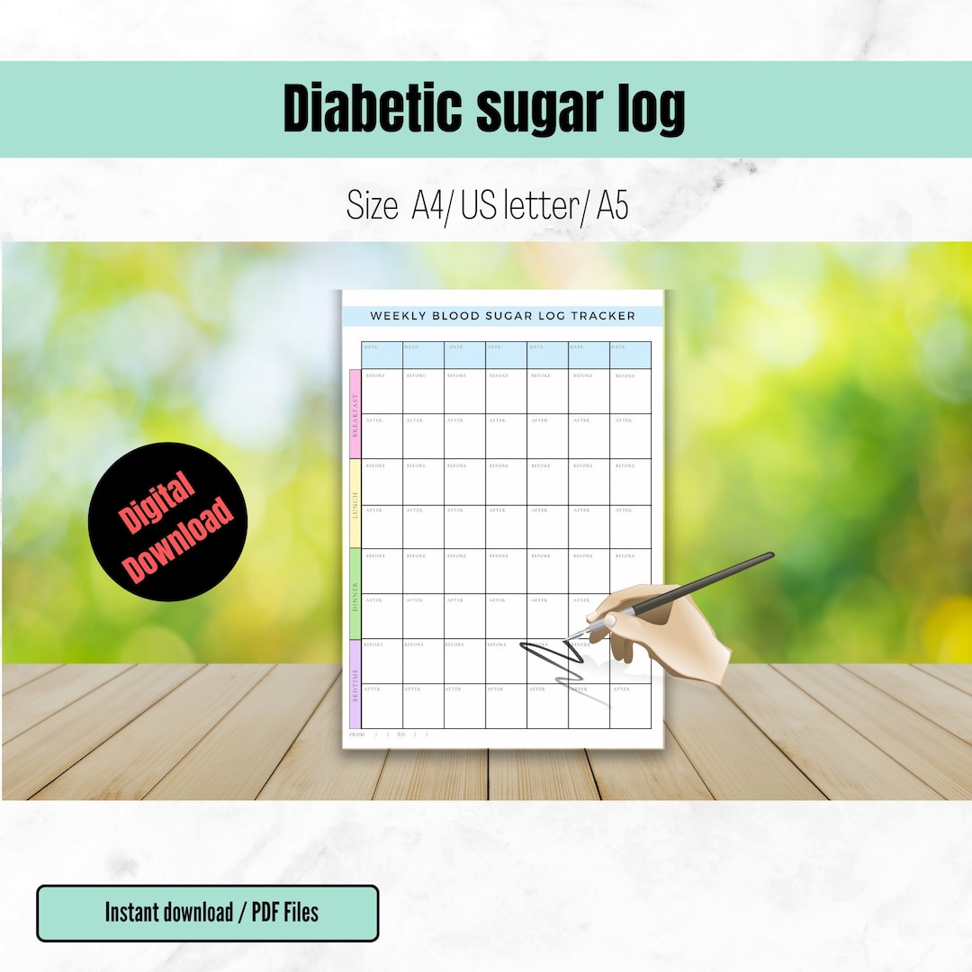 Diabetic Sugar Log Printable Weekly Planner 7 Days - Etsy
