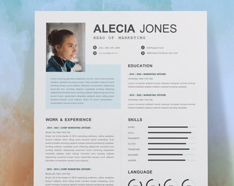 Professional Resume Template & Cover Letter for Word, Google Docs and Pages, CV Template, Modern Resume Template, With and Without Photo CV