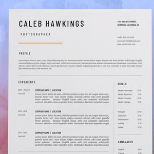 Simple Resume Template for Word, Pages and Google Docs, Modern Resume Template, Cover Letter, Instant Download, Professional CV Template