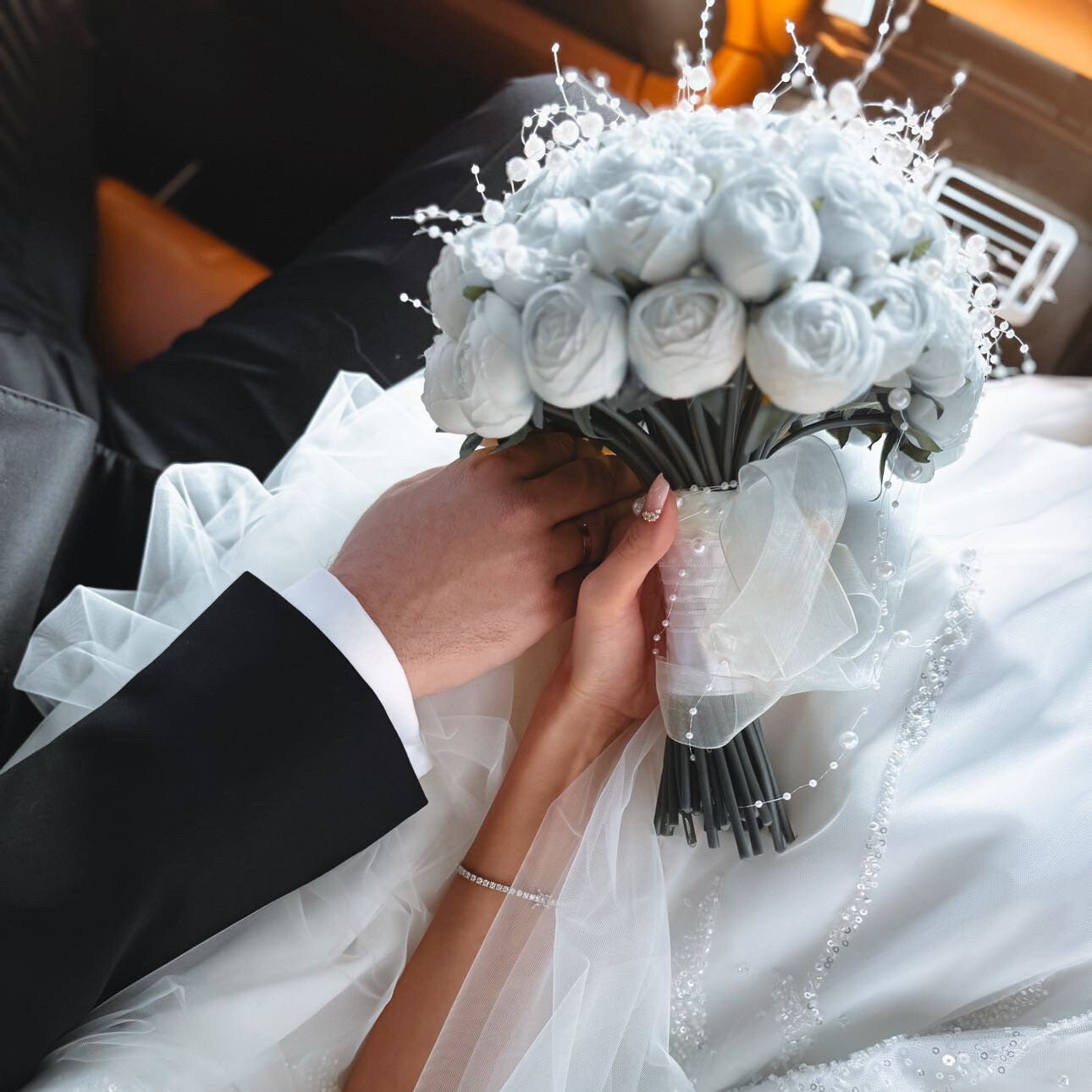 Confezione da 100 bastoncini di perle da 4 mm, bouquet da sposa con