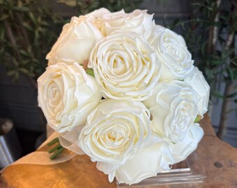 Rose Wedding Bouquet, Double Rose Bridal Bouquet, Roses Wedding Flowers, Bridesmaid Bouquets, Artificial flowers