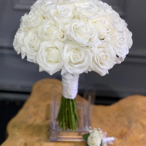 Real Touch Roses Brautstrauß, Braut Bouguet, Braut Blume, Hochzeitsblume, Brautjungfer Blumensträuße, Kunstblumen