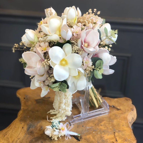 Magnolia Arrangement Wedding Bouquet: Artificial Bridal Flowers