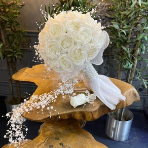 Rose Pearl Wedding Bouquet, Rose and Pearl Bridal Bouquet, Wedding Flowers, Bridesmaid Bouquets, Artificial flowers