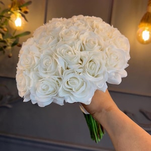 Real Touch Roses Bridal Bouquet, Roses Bride Bouguet, Bride Flower, Wedding Flower, Bridesmaid Bouquets, Artificial Flowers