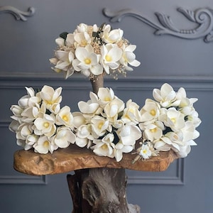 Bouquet de mariage magnolia, bouquet de la mariée, fleurs de mariage, bouquets de demoiselle d&#39;honneur, fleurs artificielles