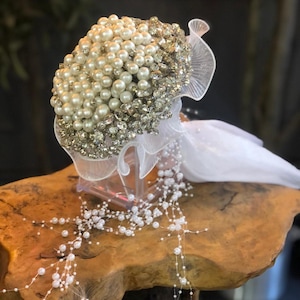 Pearl and Crystal Diamante Bride Bouquet, Pearl and Crystal Diamante Bride Bouquet, Pearl Bridal Bouquet, Pearl Bride Bouquet