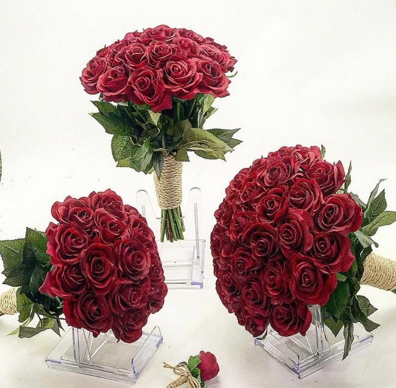 Real Touch Red Roses Wedding Bouquet Bridal Bouquet Wedding Etsy