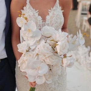 Rose and Orchid Wedding Bouquet, Bridal Bouquet, Bride Bouquet, Bride Flower, Wedding Flower, Bridesmaid Bouquets, Artificial flowers