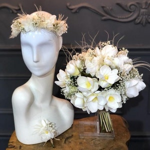Bouquet de mariage magnolia, bouquet de la mariée, bouquet de la mariée, fleurs de mariage, bouquets de demoiselle d&#39;honneur, fleurs artificielles