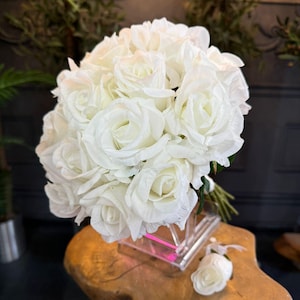 Real Touch Roses Bridal Bouquet, Roses Bride Bouguet, Bride Flower, Wedding Flower, Bridesmaid Bouquets, Artificial Flowers