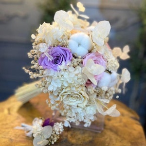 Preserved Rose Dried Arrangement Bridal Bouquet: Natural Bridal Flowers