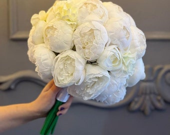 Peony and Hydrangea Bouquet, Bridal Bouquet, Bride Flower, Wedding Flowers, Bridesmaid Bouquets, Artificial flowers